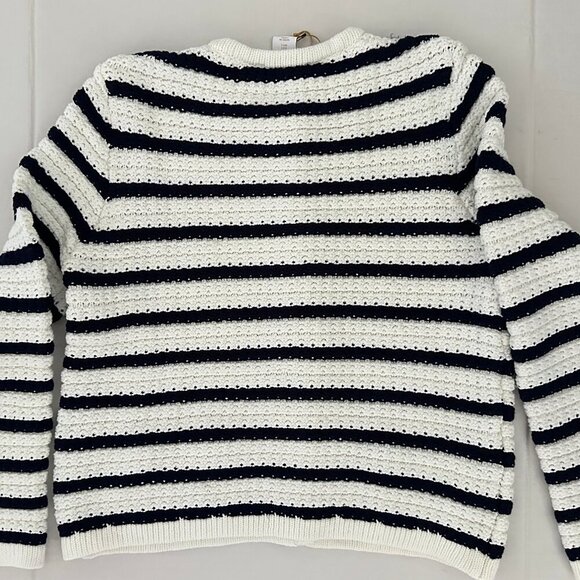 NWT House of Harlow 1960 Ivory Navy Stripe Cardigan Sweater Size L - Picture 4 of 4